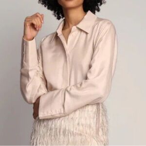 MUNTHE Leslea Top Button Up Blouse 100% Silk Quiet Luxury Corpcore Business Wear